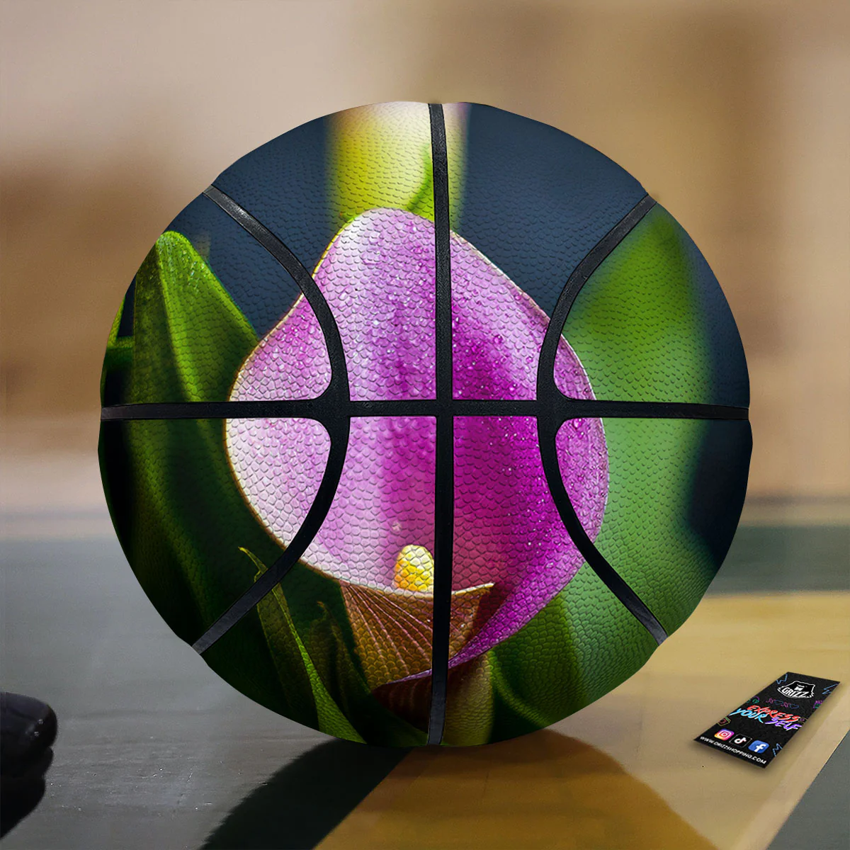 Flower Lily Purple Print Basketball