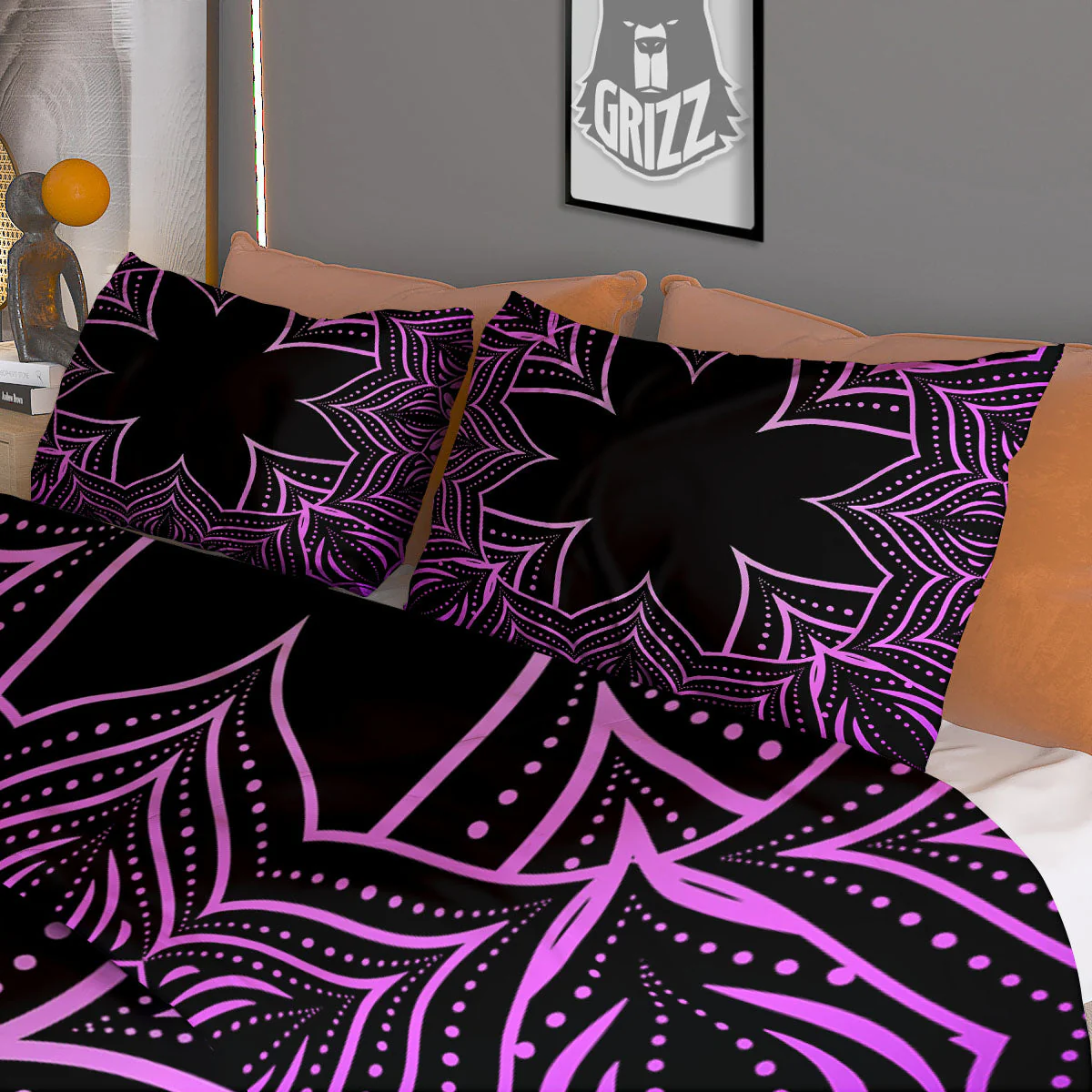 Flower Mandala Purple Print Duvet Cover Bedding Set - Image 3