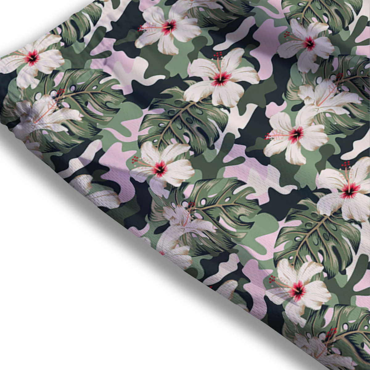 Flower Military Camouflage Print Pattern Mesh Shorts - Image 3