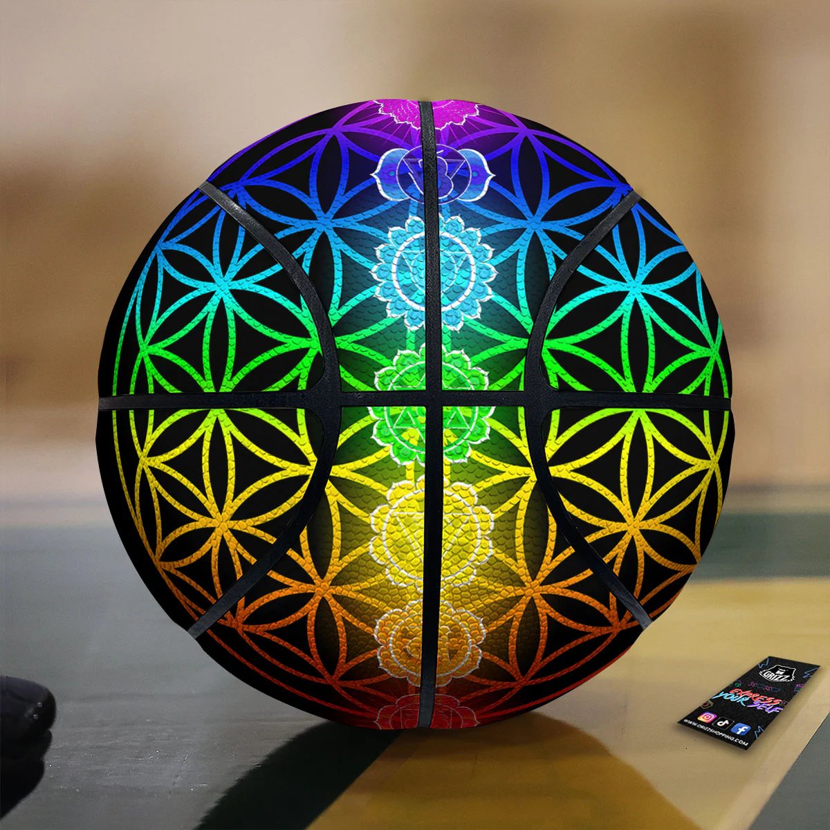 Flower Of Life Seven Chakras Print Basketball