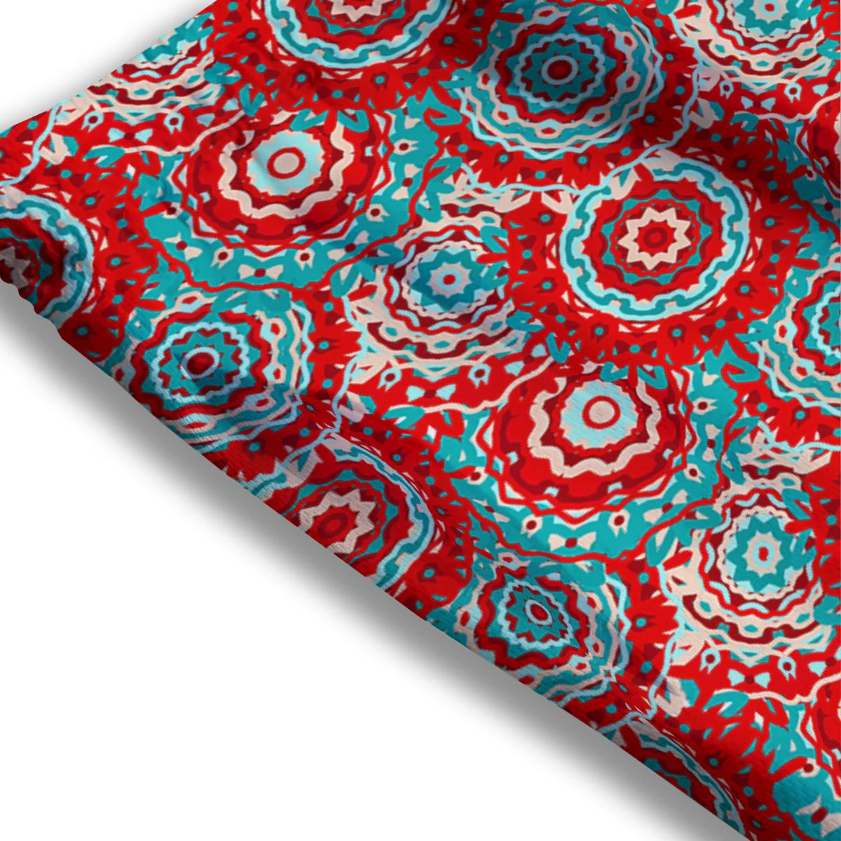 Flower Red Boho Print Pattern Mesh Shorts - Image 3