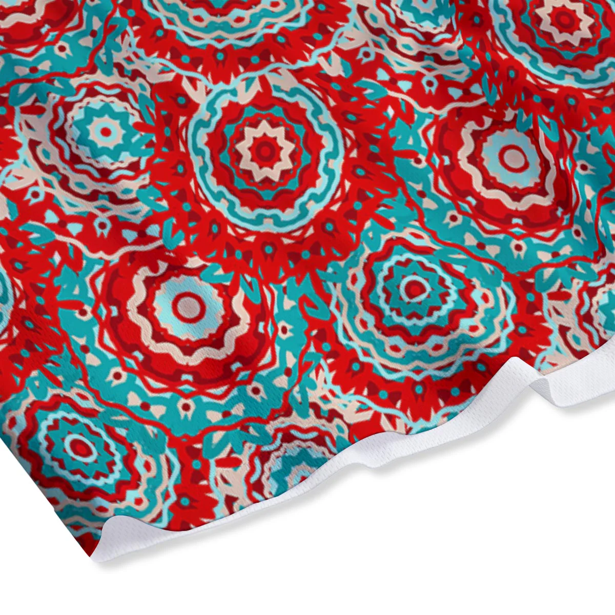 Flower Red Boho Print Pattern Mesh Shorts - Image 4