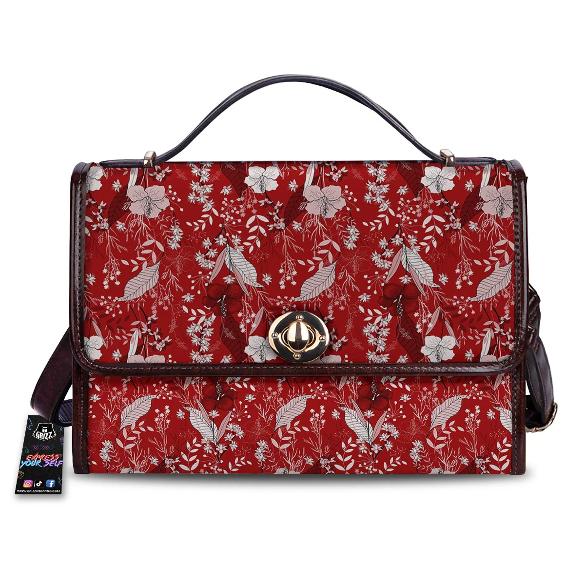 Flower Red Japanese Print Pattern Women's Satchel Bag