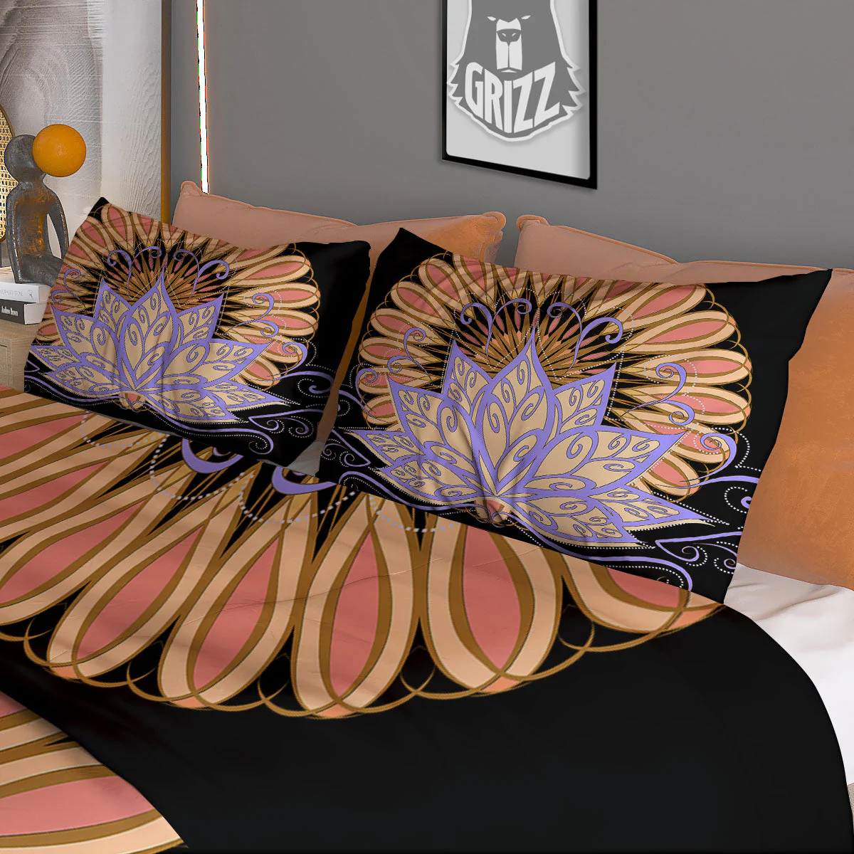 Flower Reiki Chakra Print Duvet Cover Bedding Set - Image 3
