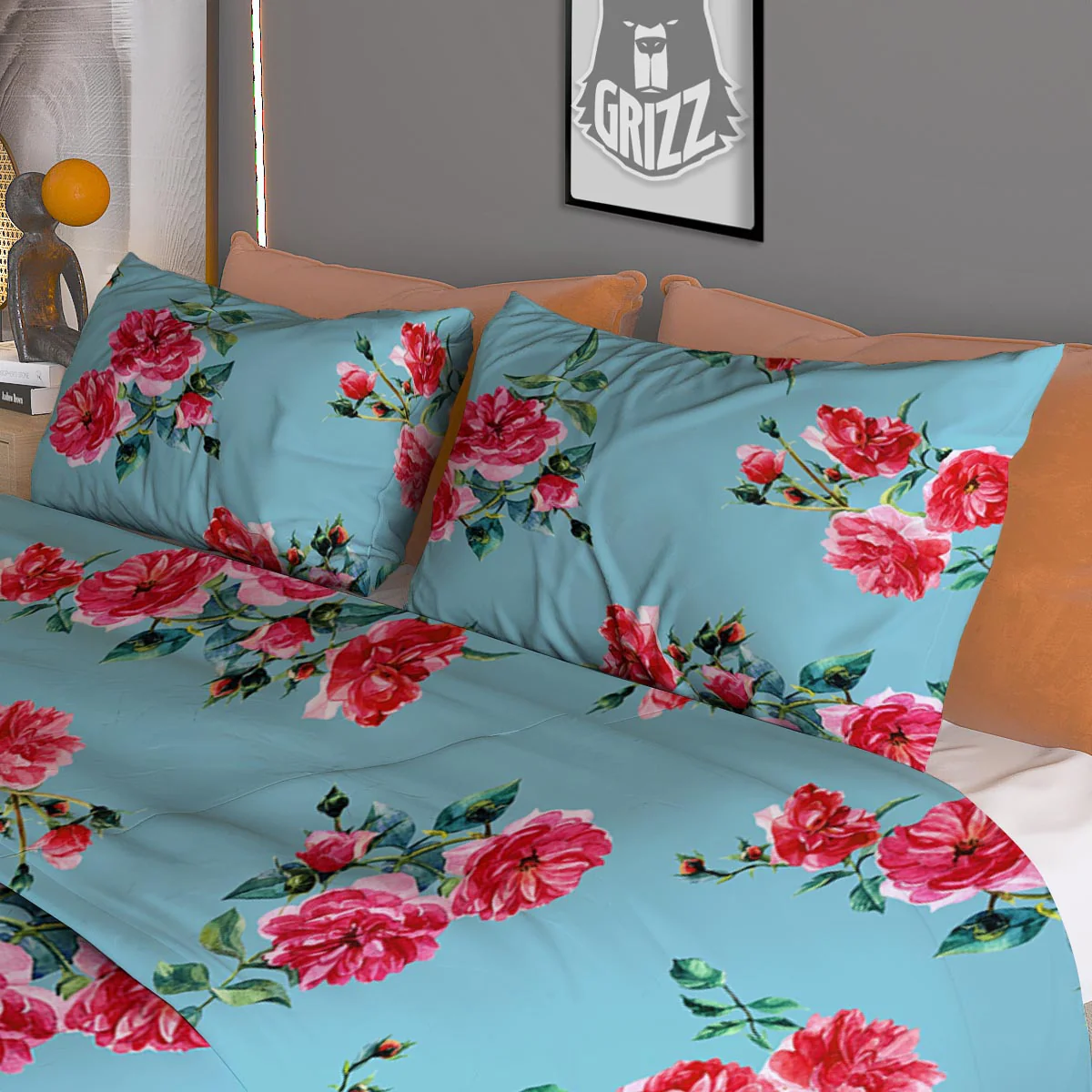 Flower Roses Floral Print Pattern Duvet Cover Bedding Set - Image 3
