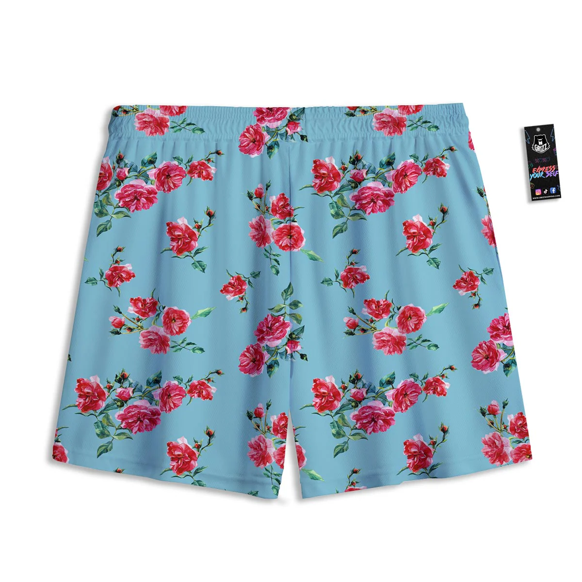Flower Roses Floral Print Pattern Mesh Shorts - Image 2