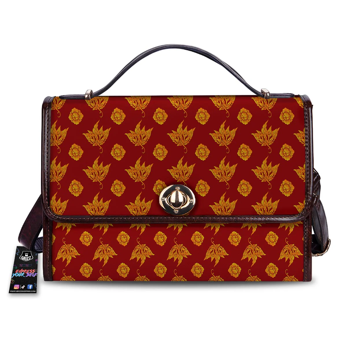 Flower Traditional Thai Print Pattern Women's Satchel Bag