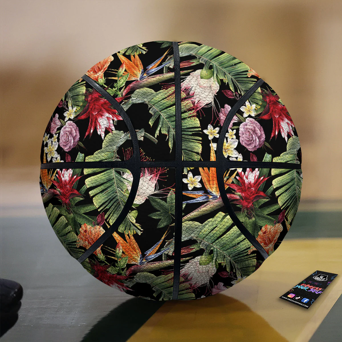 Flower Tropical Watercolor Print Pattern Basketball