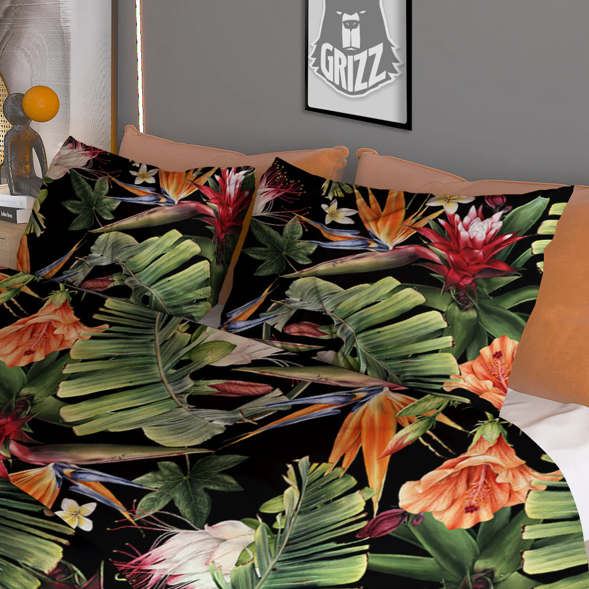 Flower Tropical Watercolor Print Pattern Duvet Cover Bedding Set - Image 3