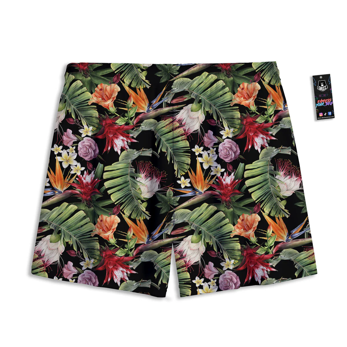 Flower Tropical Watercolor Print Pattern Mesh Shorts - Image 2