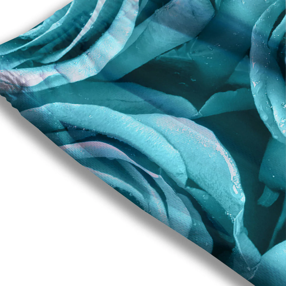 Flower Turquoise Rose Print Mesh Shorts - Image 3