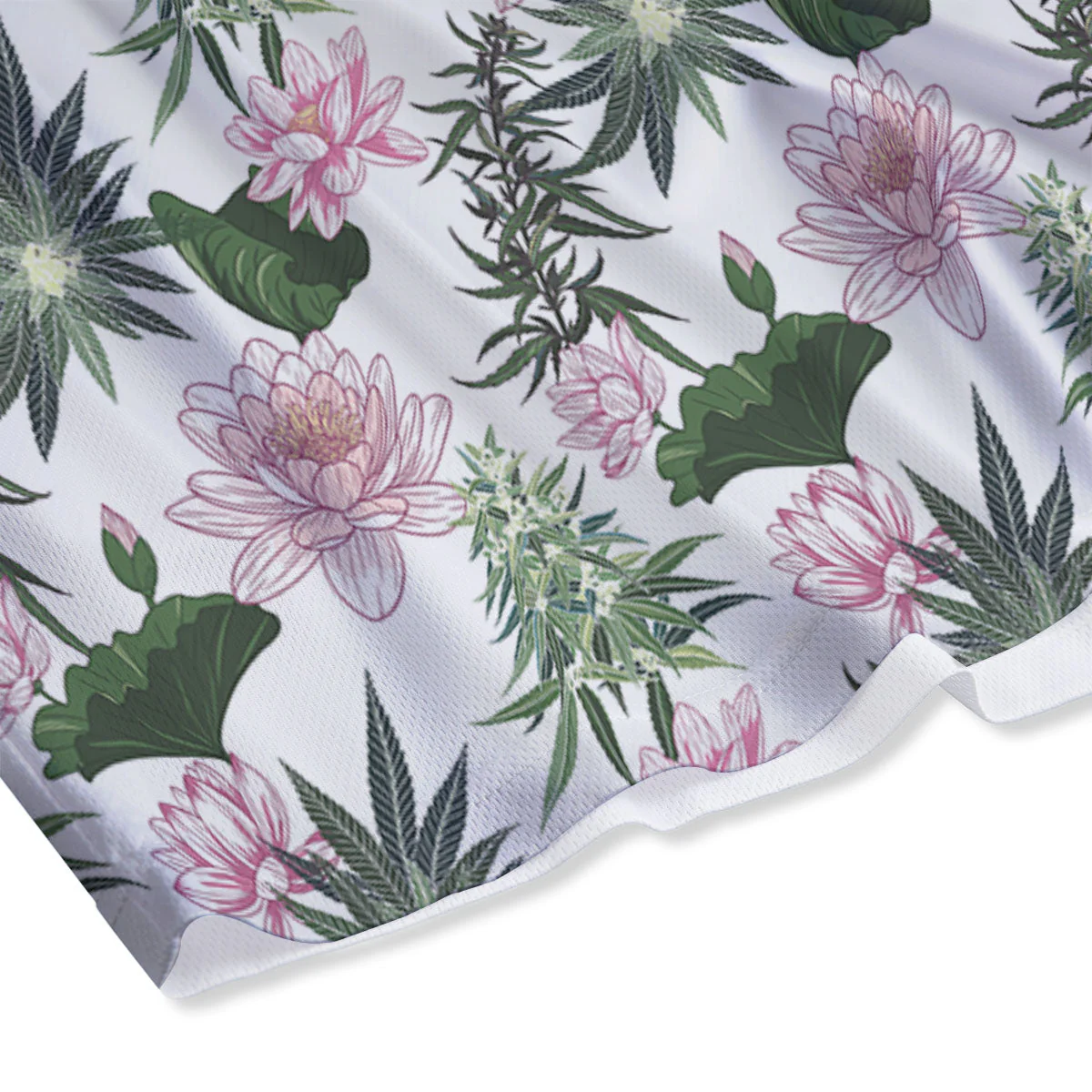 Flowers And Hemp Leaves Print Pattern Mesh Shorts - Image 4