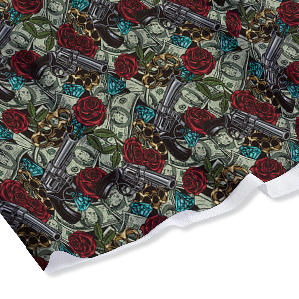 Flowers Guns And Print Pattern Mesh Shorts - Image 4