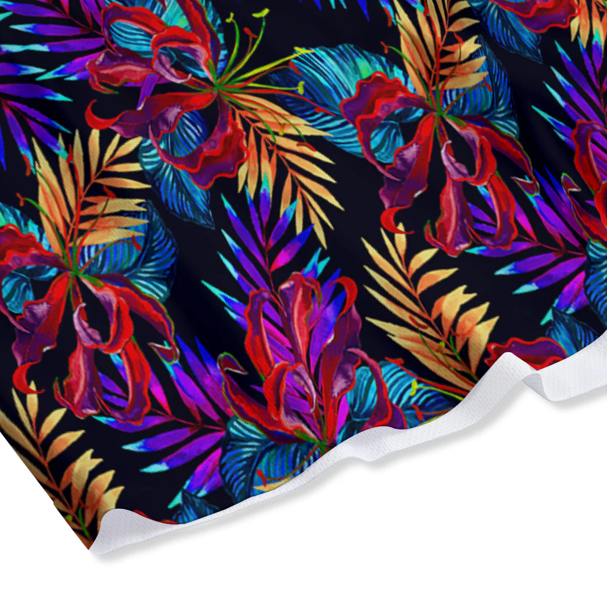 Flowers Hawaii Exotic Print Pattern Mesh Shorts - Image 4