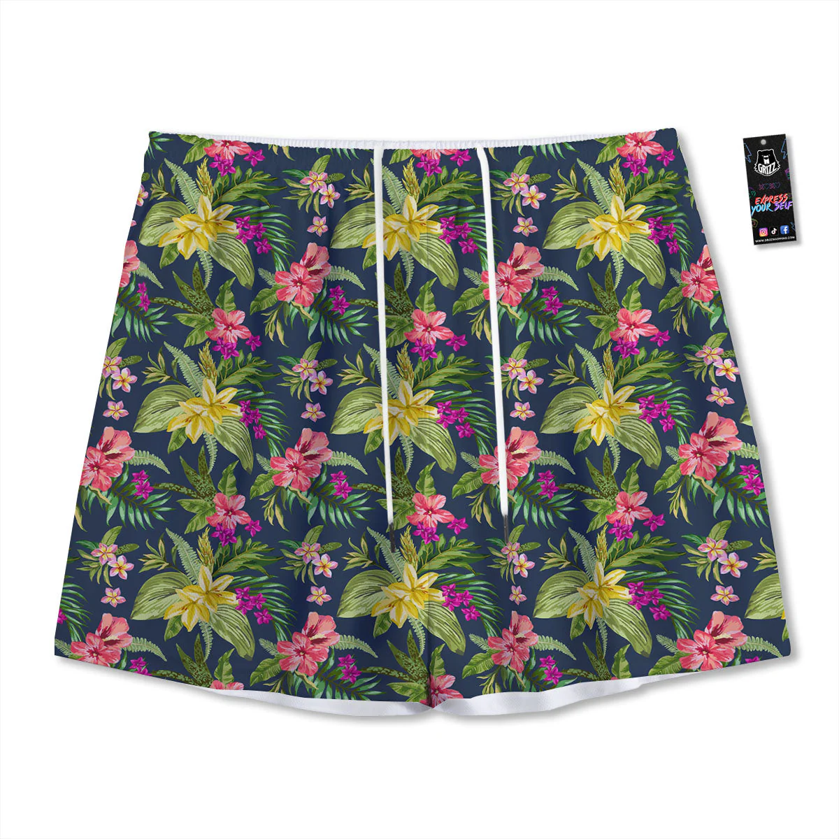 Flowers Hawaii Floral Print Pattern Mesh Shorts
