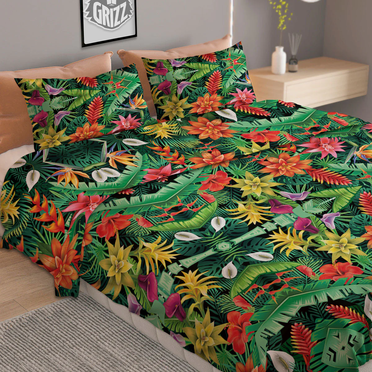 Flowers Hawaiian Floral Print Pattern Duvet Cover Bedding Set - Image 2