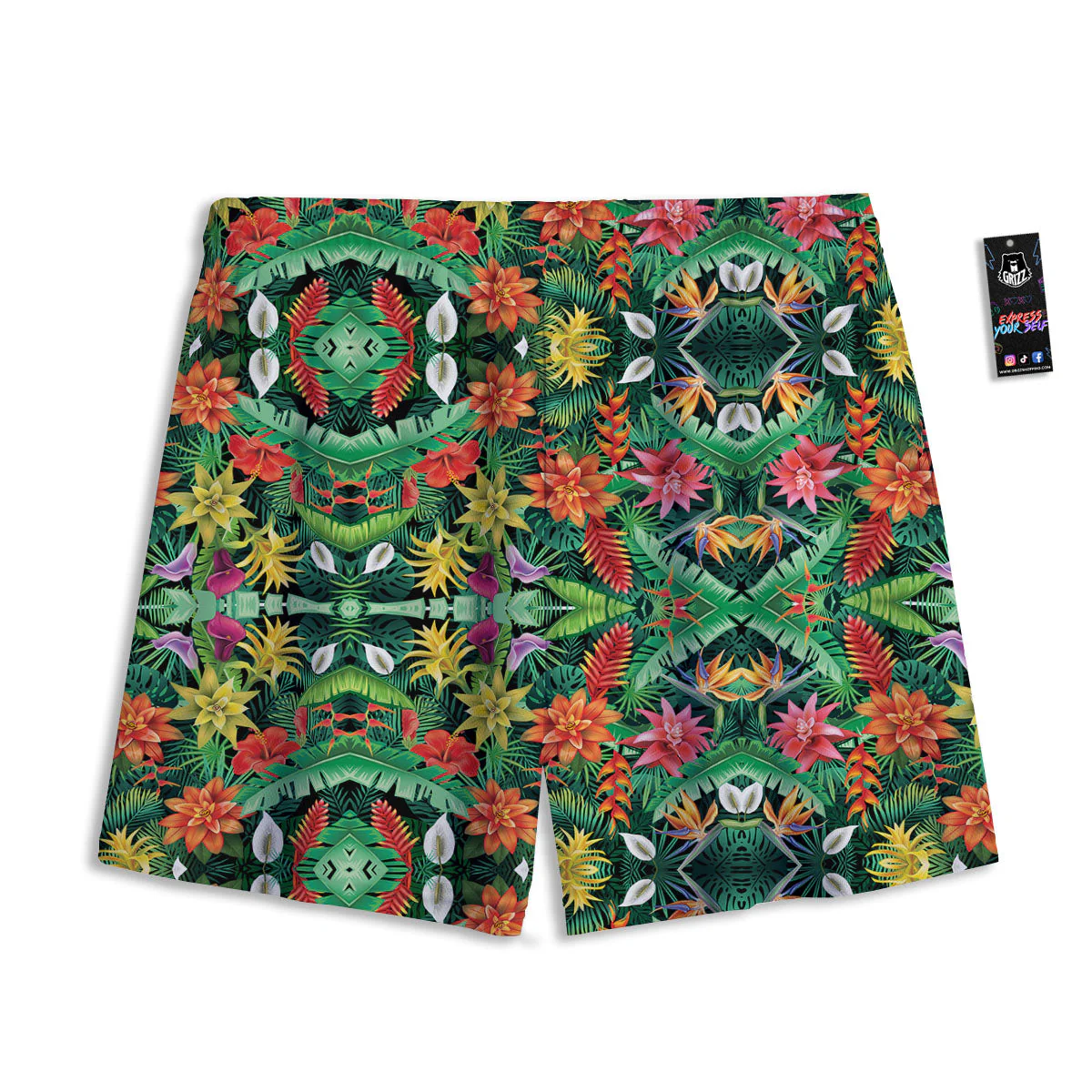 Flowers Hawaiian Floral Print Pattern Mesh Shorts - Image 2
