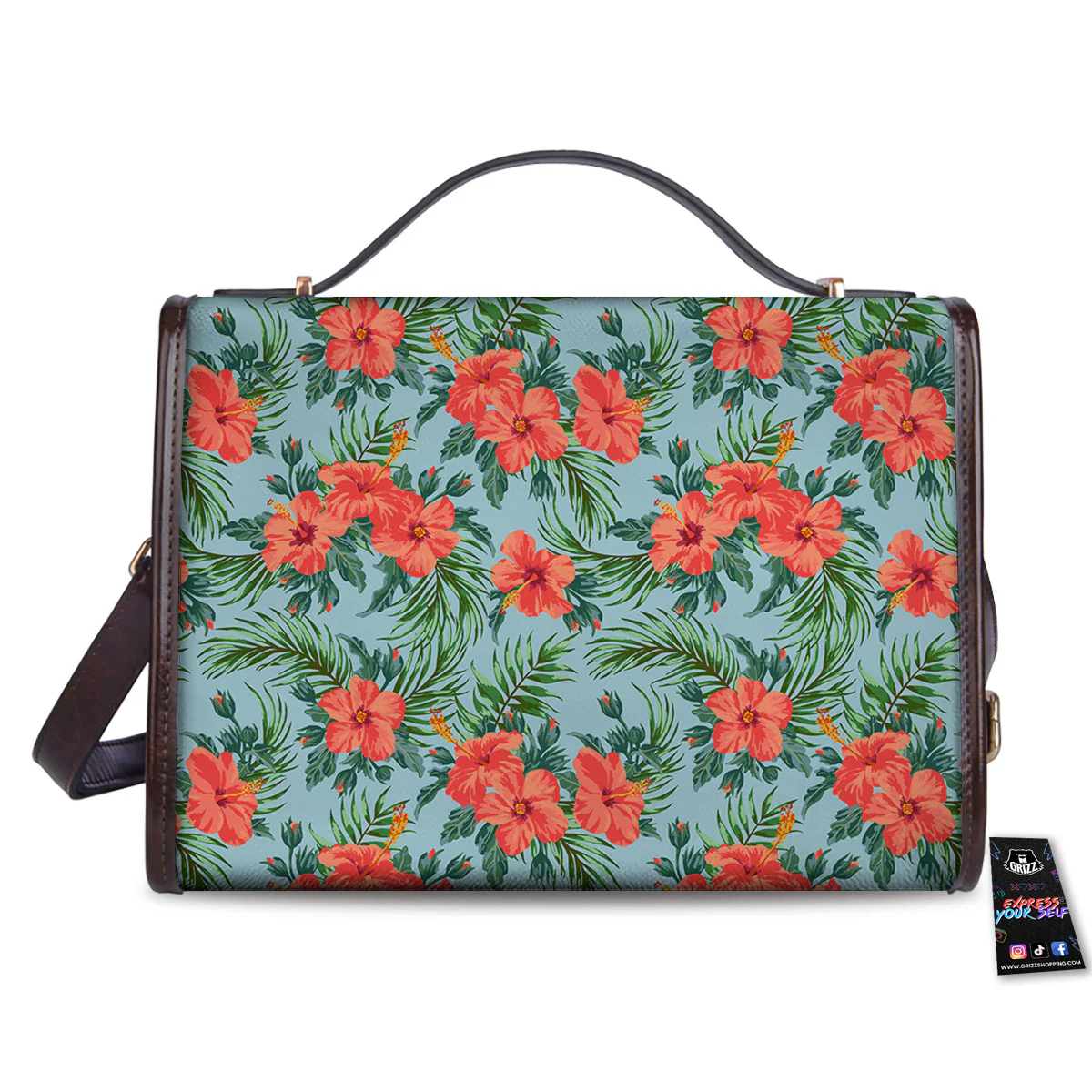 Flowers Hawaiian Hibiscus Print Pattern Women's Satchel Bag - Image 2