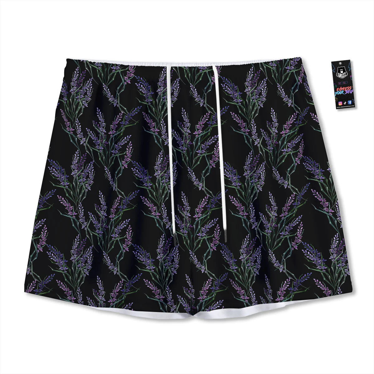 Flowers Lavender Print Pattern Mesh Shorts