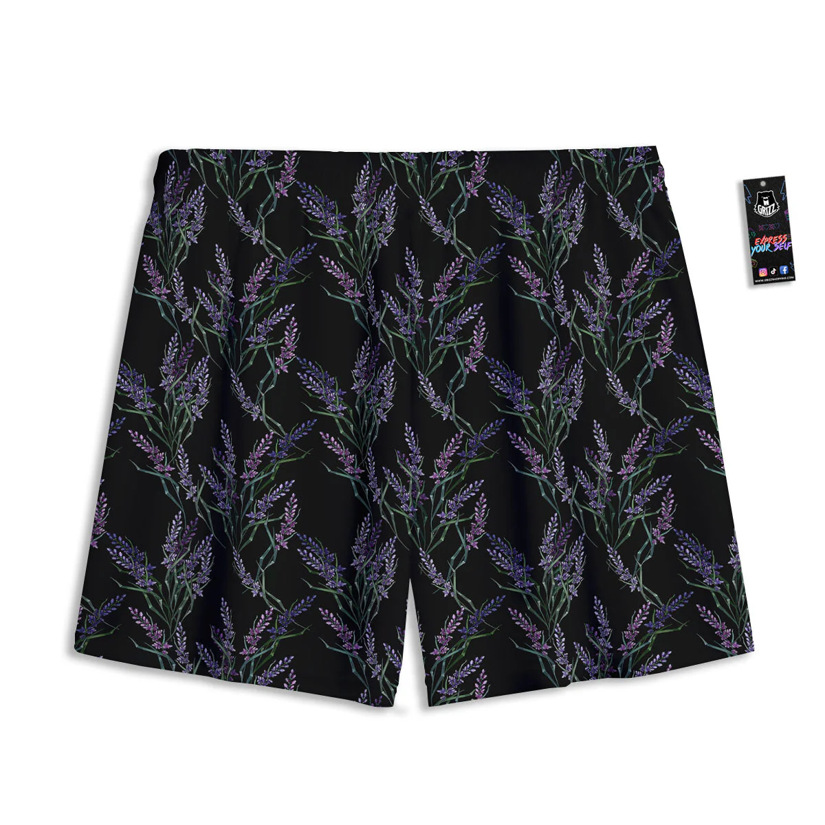 Flowers Lavender Print Pattern Mesh Shorts - Image 2