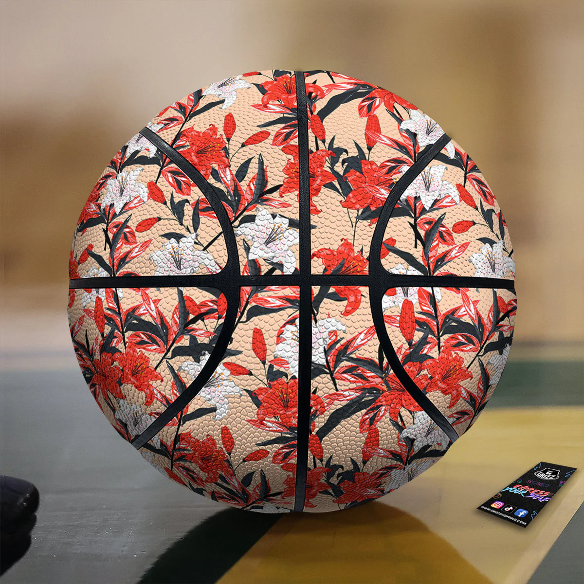 Flowers Lily Watercolor Print Pattern Basketball