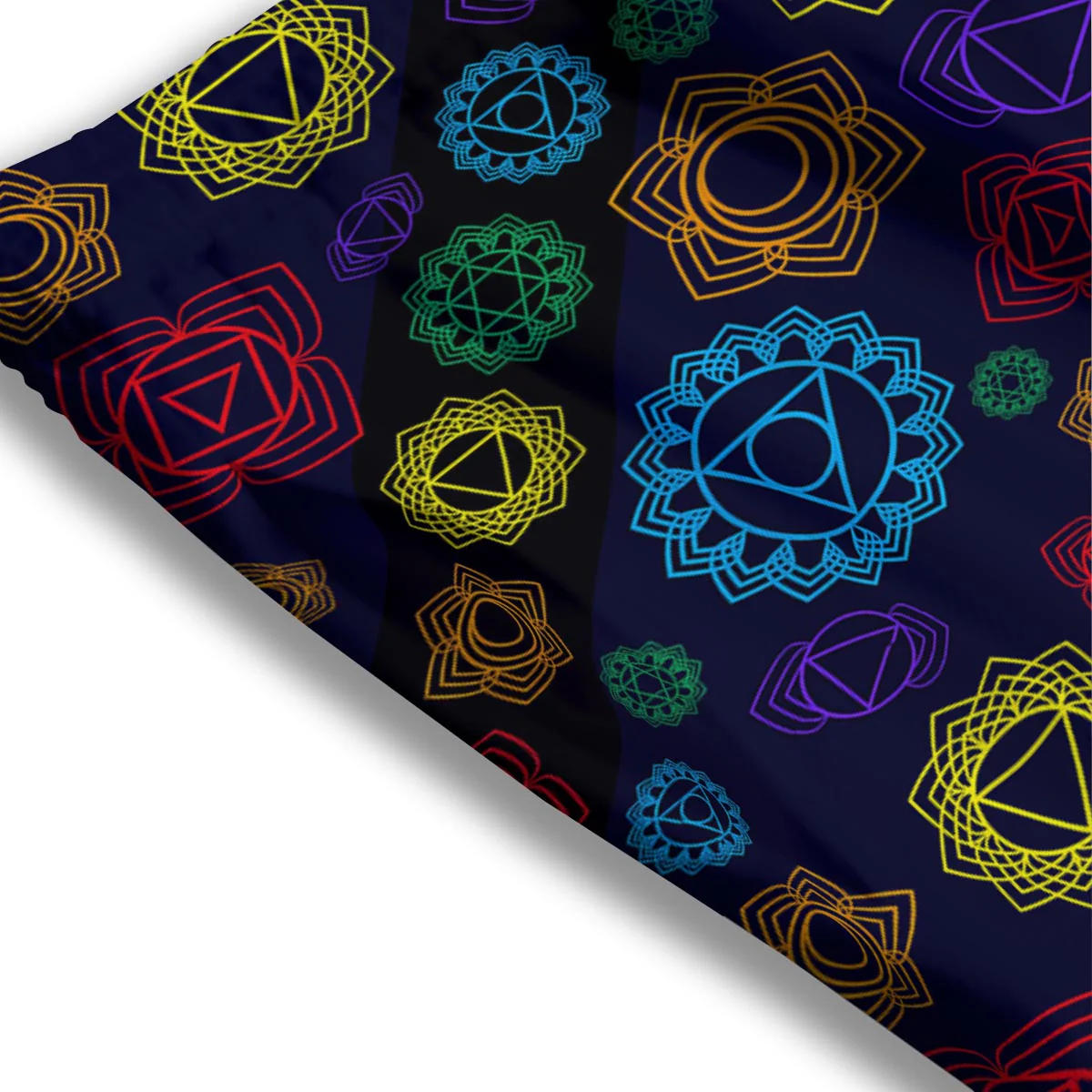 Flowers Seven Chakras Print Pattern Mesh Shorts - Image 3