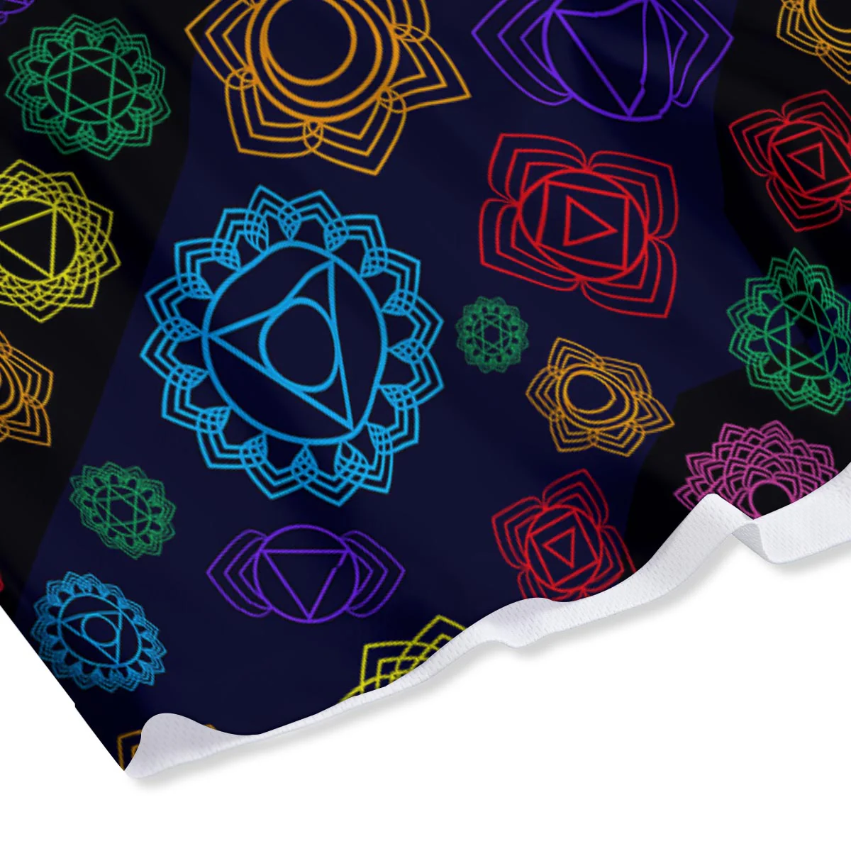 Flowers Seven Chakras Print Pattern Mesh Shorts - Image 4