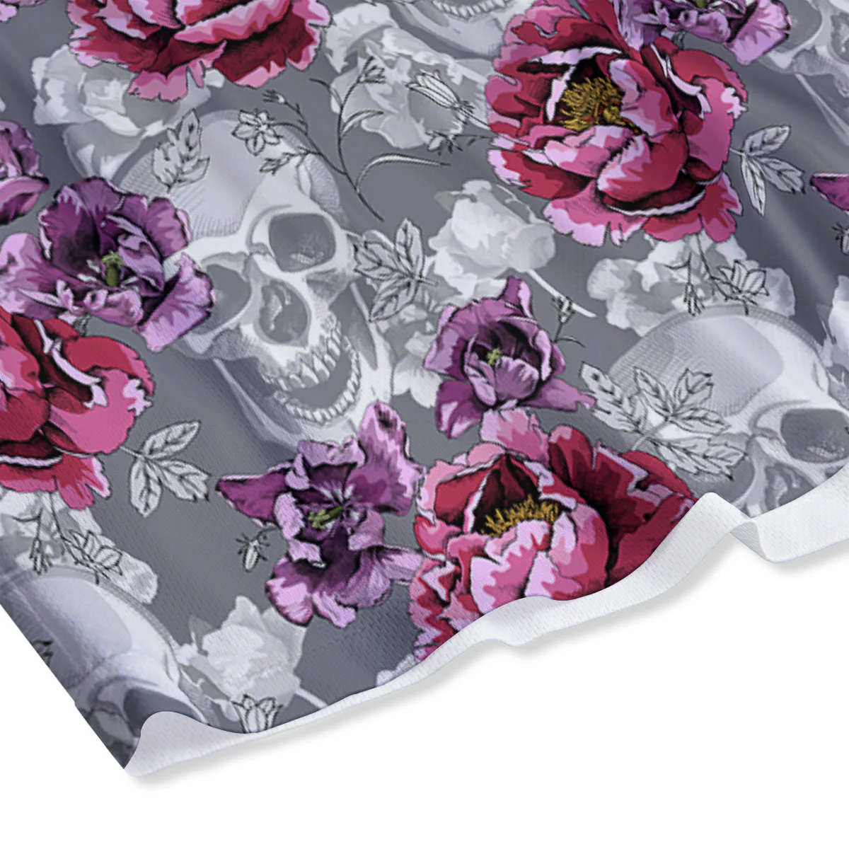 Flowers Skull Pink Print Pattern Mesh Shorts - Image 4
