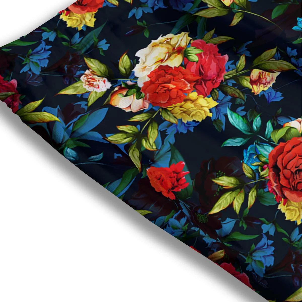 Flowers Yellow And Red Print Pattern Mesh Shorts - Image 3