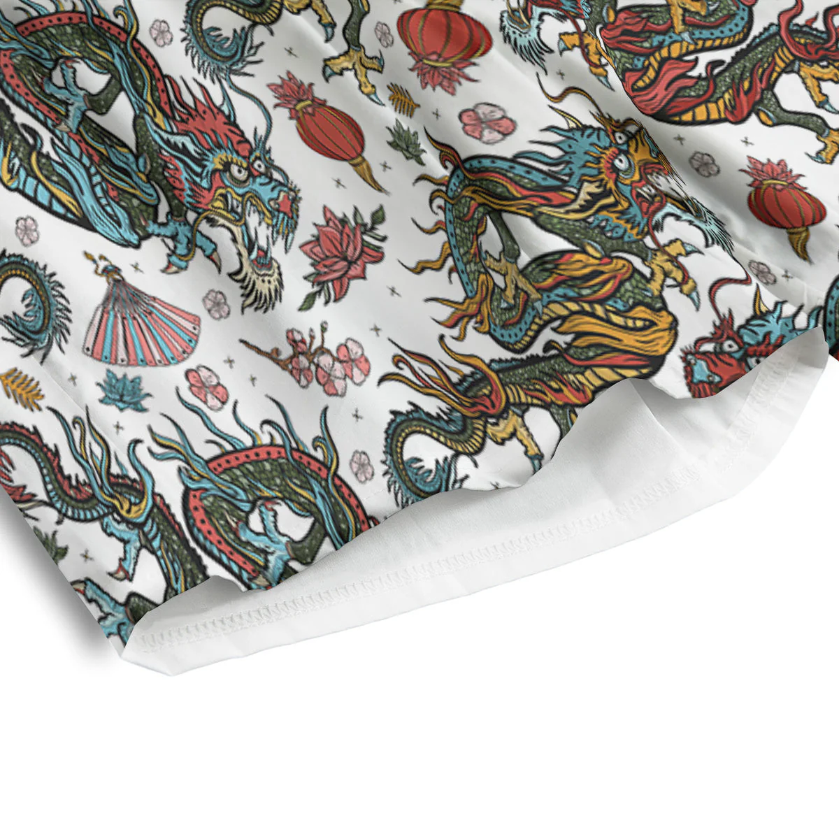 Flying Chinese Dragons Tattoo Print Pattern Men's Athletic Shorts - Image 4