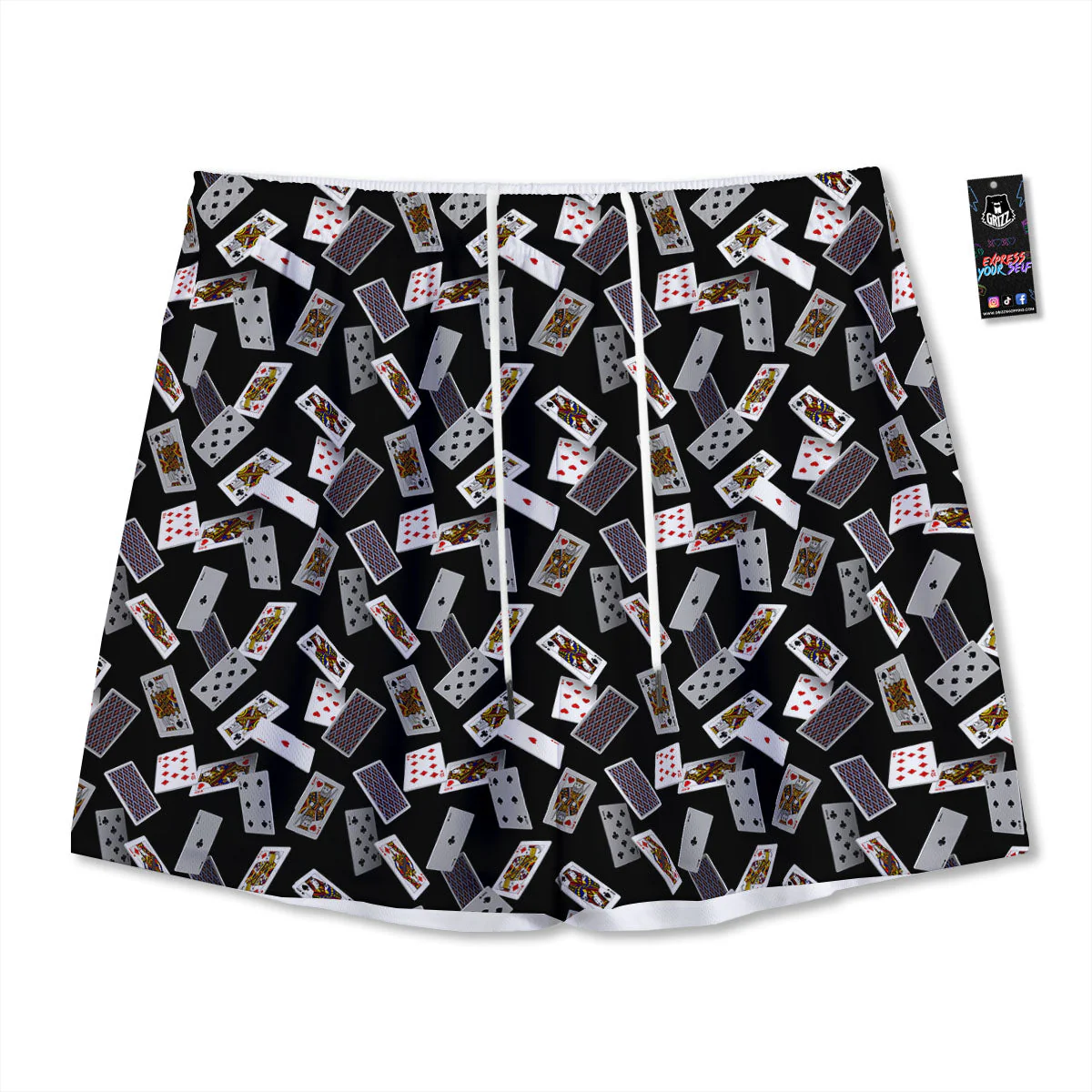 Flying Playing Cards Print Mesh Shorts