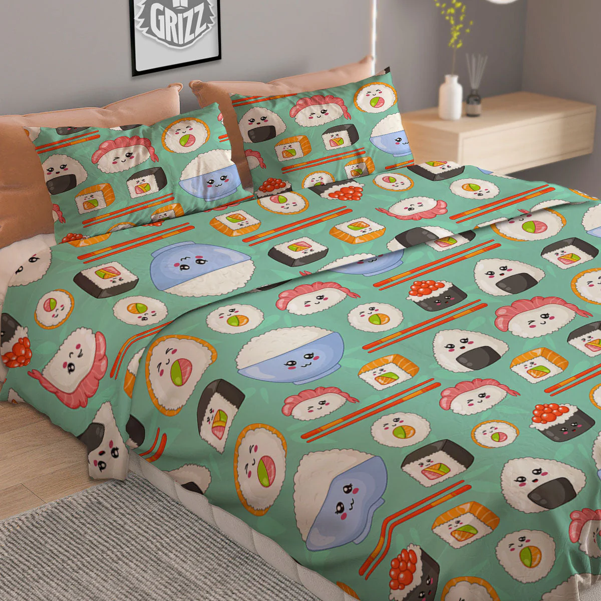 Food Japanese Print Pattern Duvet Cover Bedding Set - Image 2