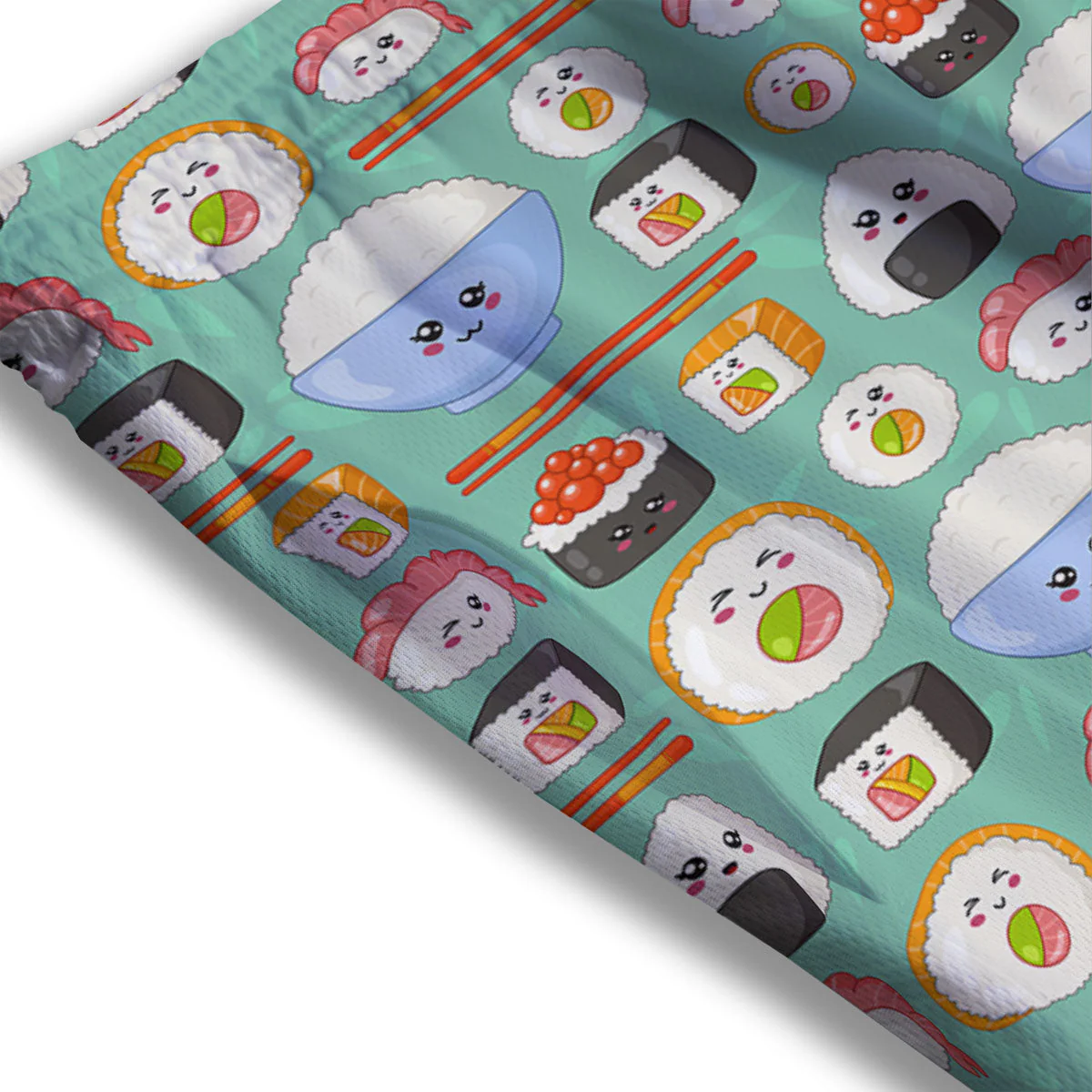 Food Japanese Print Pattern Mesh Shorts - Image 3