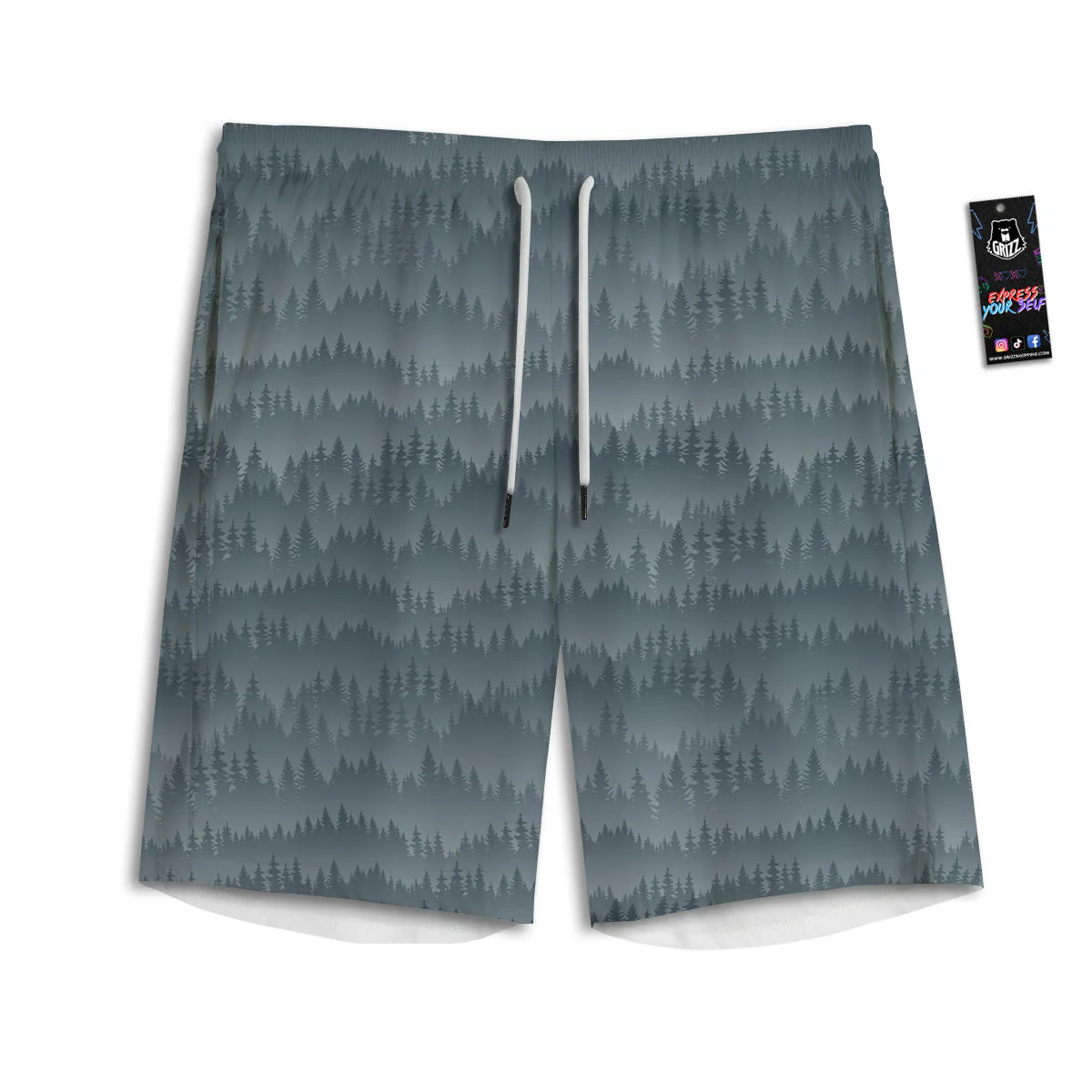 Forest And Mist Print Pattern Men's Athletic Shorts