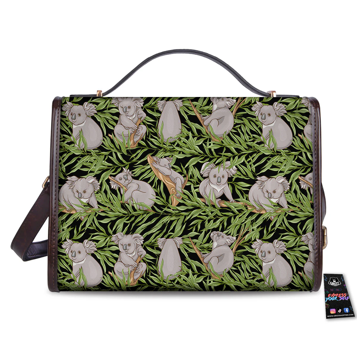 Forest Koala Print Pattern Women's Satchel Bag - Image 2