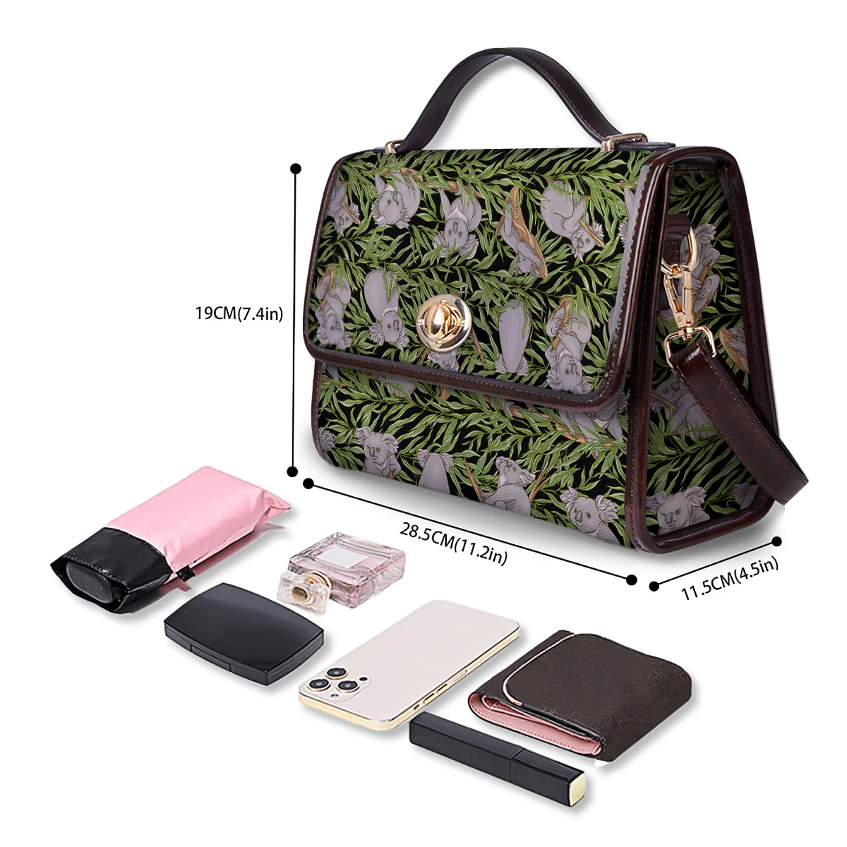 Forest Koala Print Pattern Women's Satchel Bag - Image 4