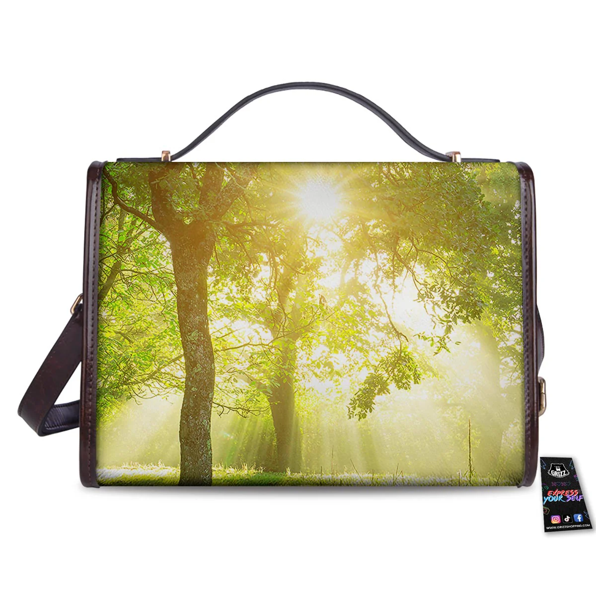 Forest Sunrise Print Women's Satchel Bag - Image 2