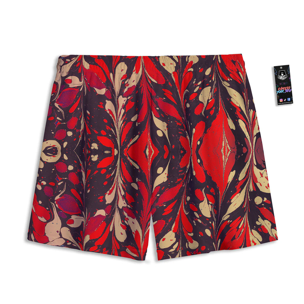 Formed Psychedelic Print Pattern Mesh Shorts - Image 2