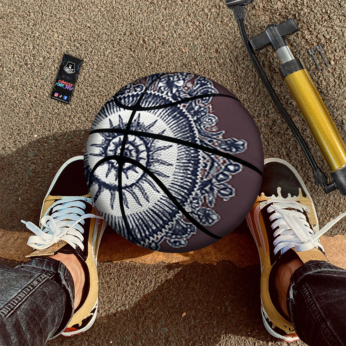 Fossil Ammonite Shell Print Basketball - Image 2