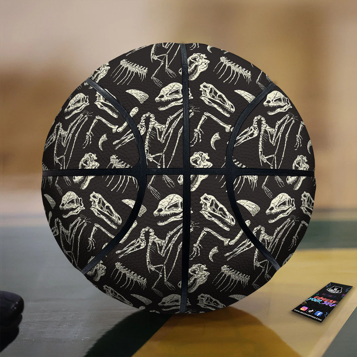 Fossil Dinosaur Monochrome Print Pattern Basketball
