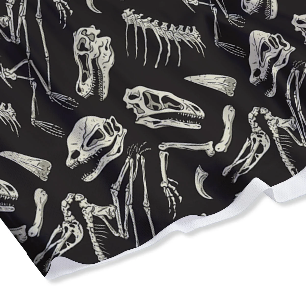 Fossil Dinosaur Monochrome Print Pattern Mesh Shorts - Image 4
