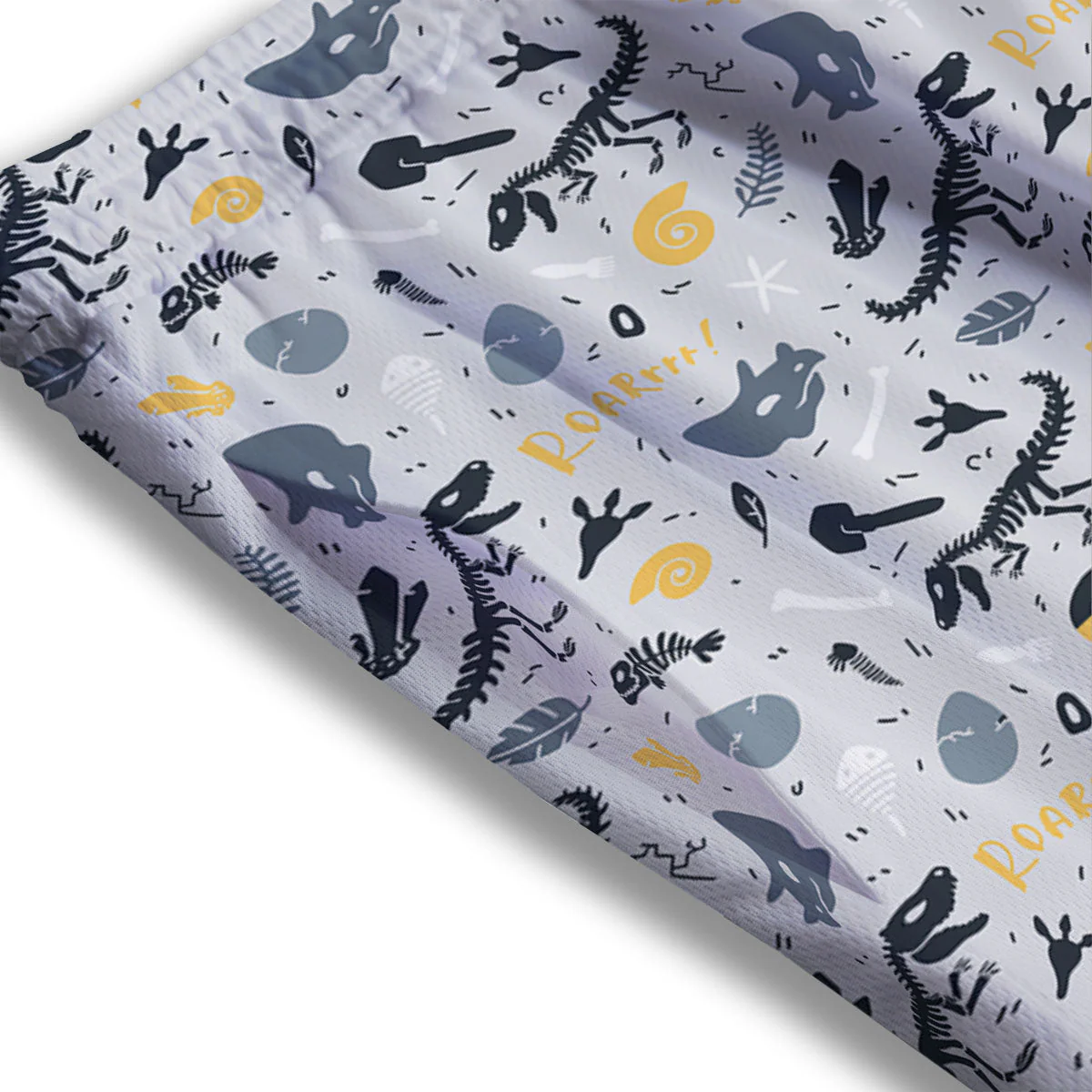 Fossil Dinosaur Print Pattern Mesh Shorts - Image 3