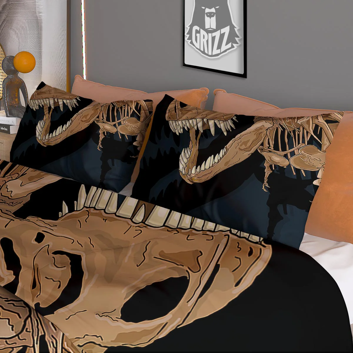 Fossil T-Rex Print Duvet Cover Bedding Set - Image 3