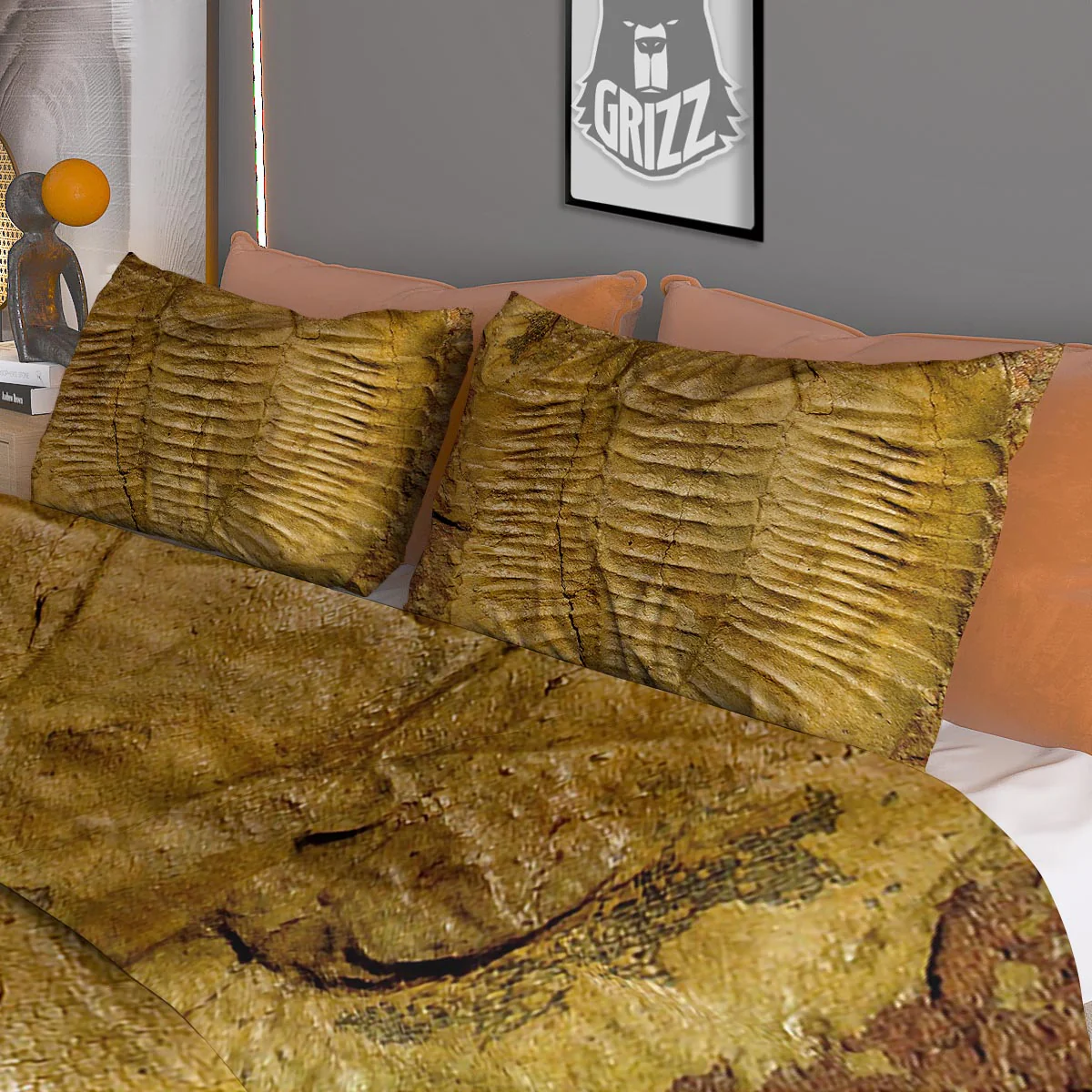 Fossil Trilobite Print Duvet Cover Bedding Set - Image 3