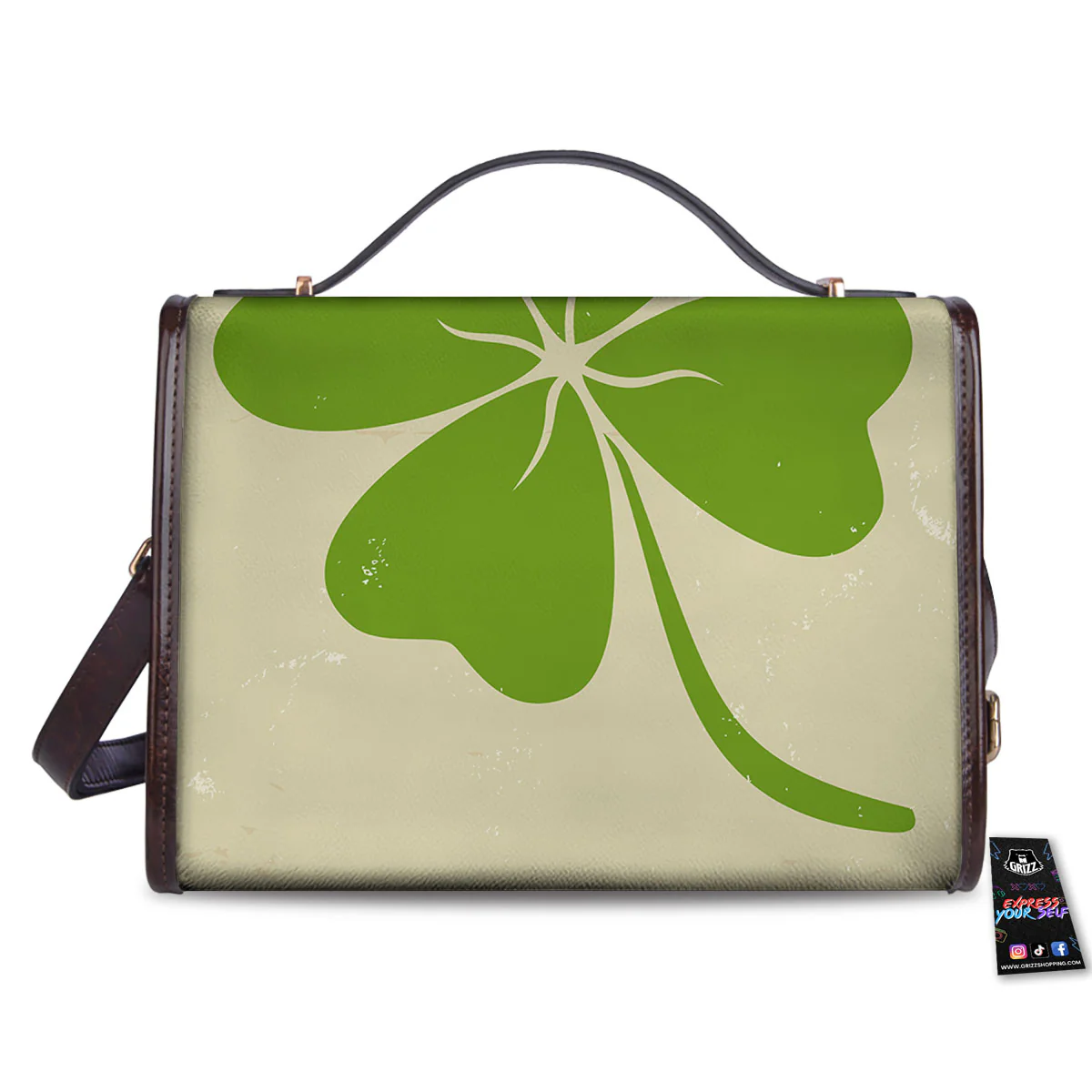 Four Leaf Clovers Irish Print Women's Satchel Bag - Image 2