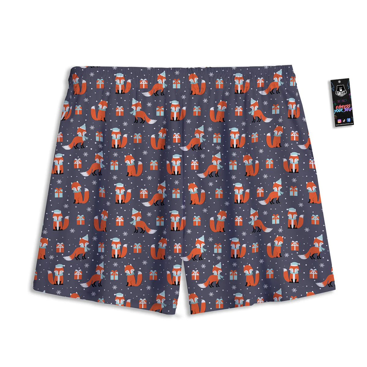 Fox Christmas Print Pattern Mesh Shorts - Image 2