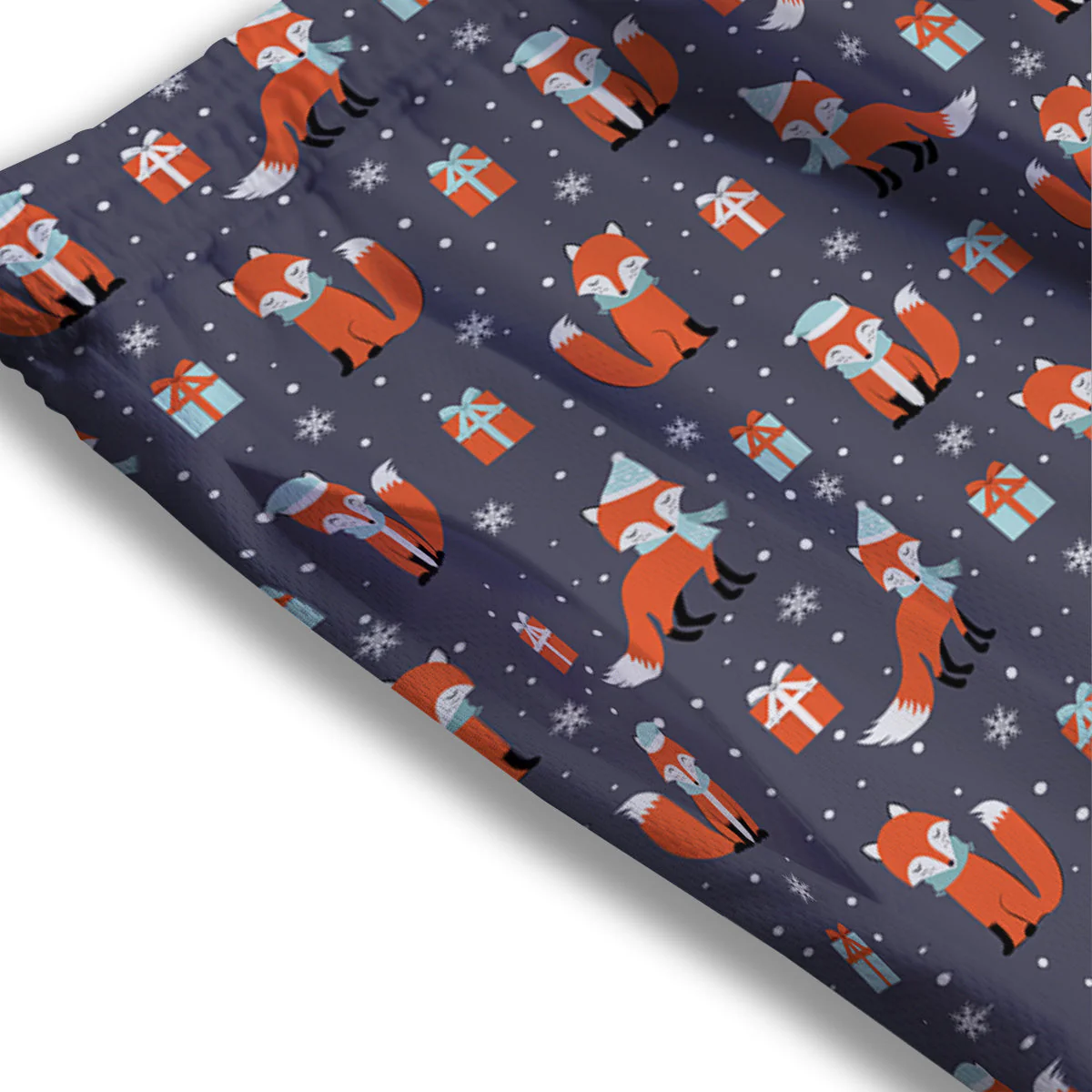 Fox Christmas Print Pattern Mesh Shorts - Image 3