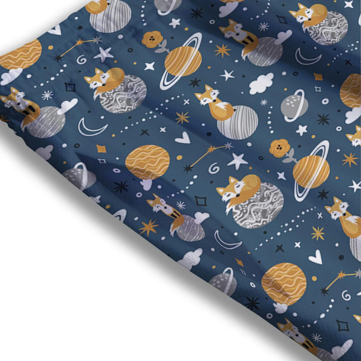 Fox Space Print Pattern Mesh Shorts - Image 3