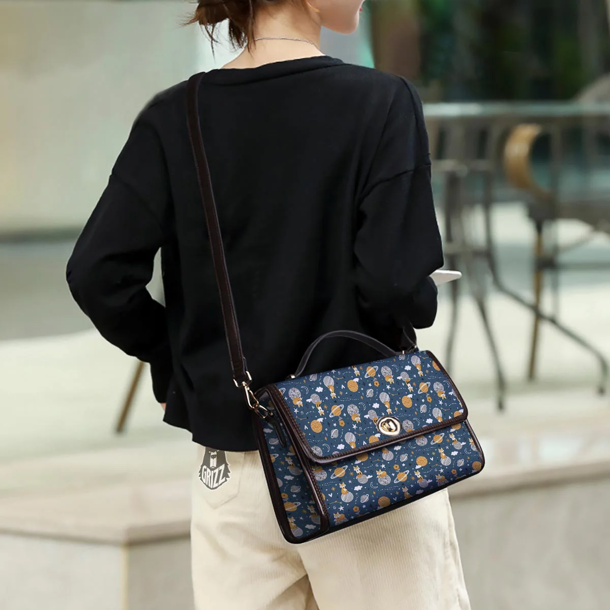 Fox Space Print Pattern Women's Satchel Bag - Image 3