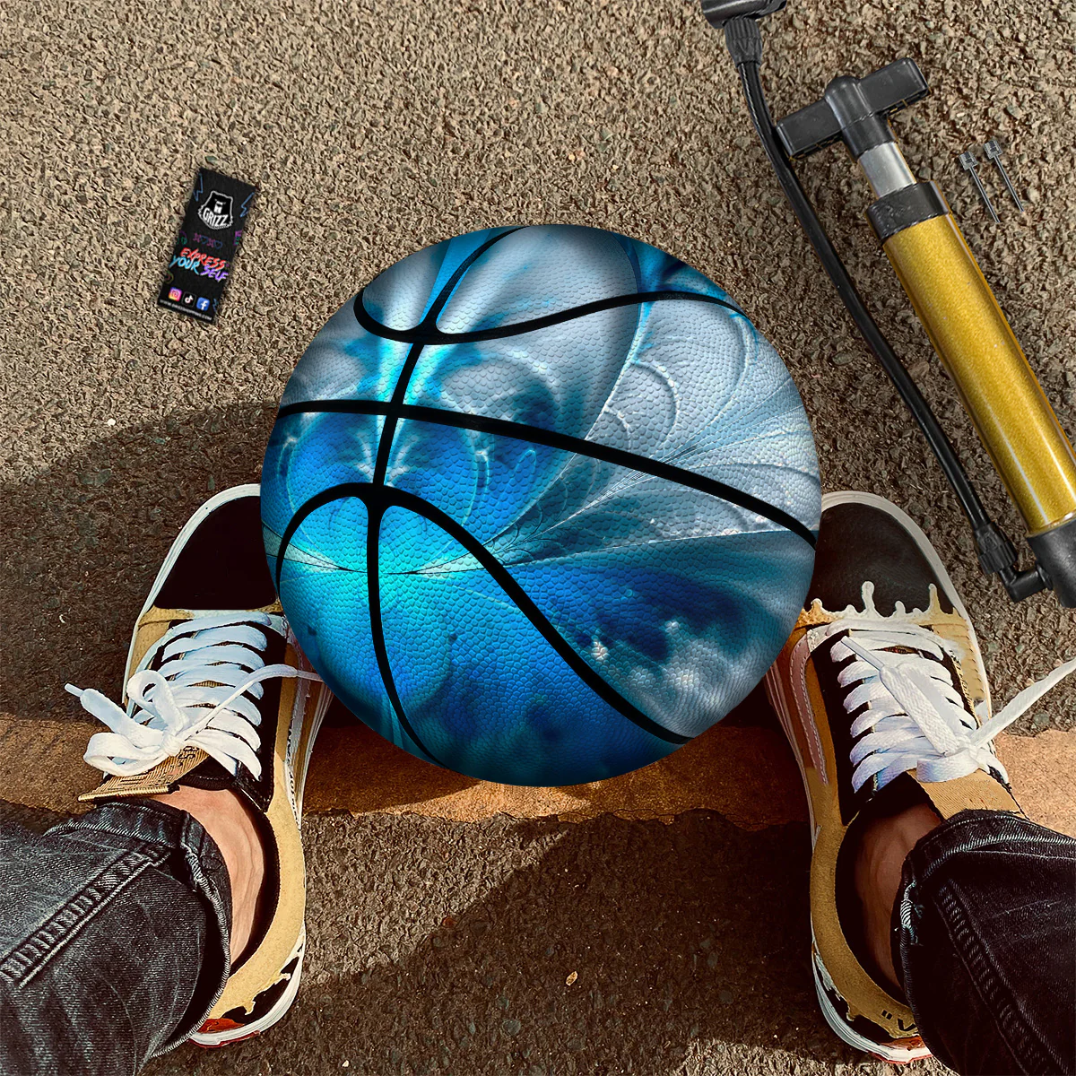 Fractal Blue Print Basketball - Image 2